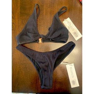 NWT White Fox Boutique Bikini- Black ribbed size Small